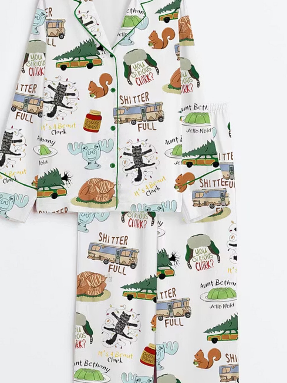 Men's White Holiday Christmas Vacation Print Pajama Set